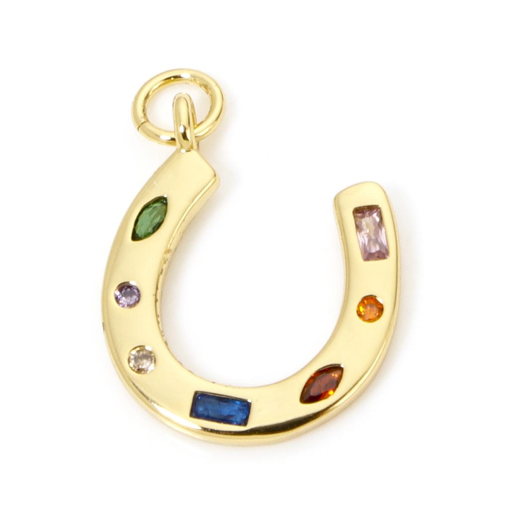 1 Piece Brass West Cowboy Charms 18K Real Gold Plated Luck Horseshoe Pendants For DIY Necklace Jewelry Making