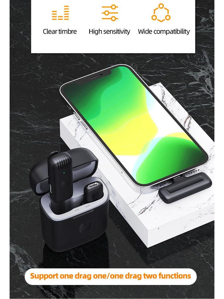 J13 Wireless Lavalier Microphone with Charging Case for Live Broadcasts & Recordings