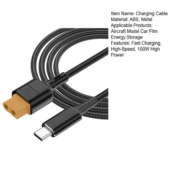Charging Cable Type-C to XT60 Model Port 100W  PD Fast Charging High-Speed Output for Model Airplanes Cars Durable Braided