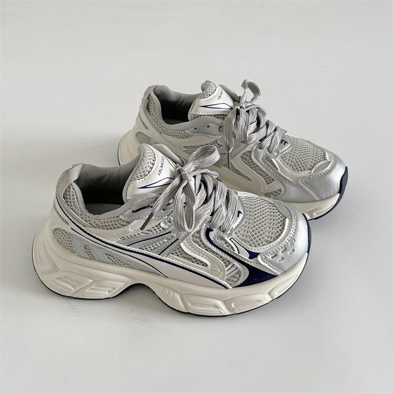 

Popular silver retro versatile platform dad shoes women s summer 2025 new heightening soft-soled casual sports shoes 40 синий
