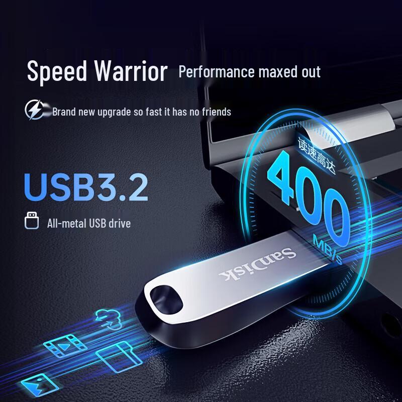 SanDisk CZ74 Cruzer Glide 256GB USB 3.2 Flash Drive