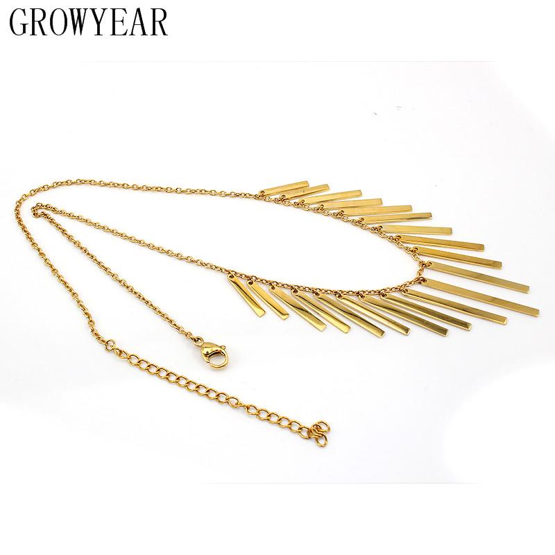 

Trendy Gold Color Bohemia Women Water Drop Wide Stainless Steel Pendant Nacklaces With a Muti-Purpose золотой