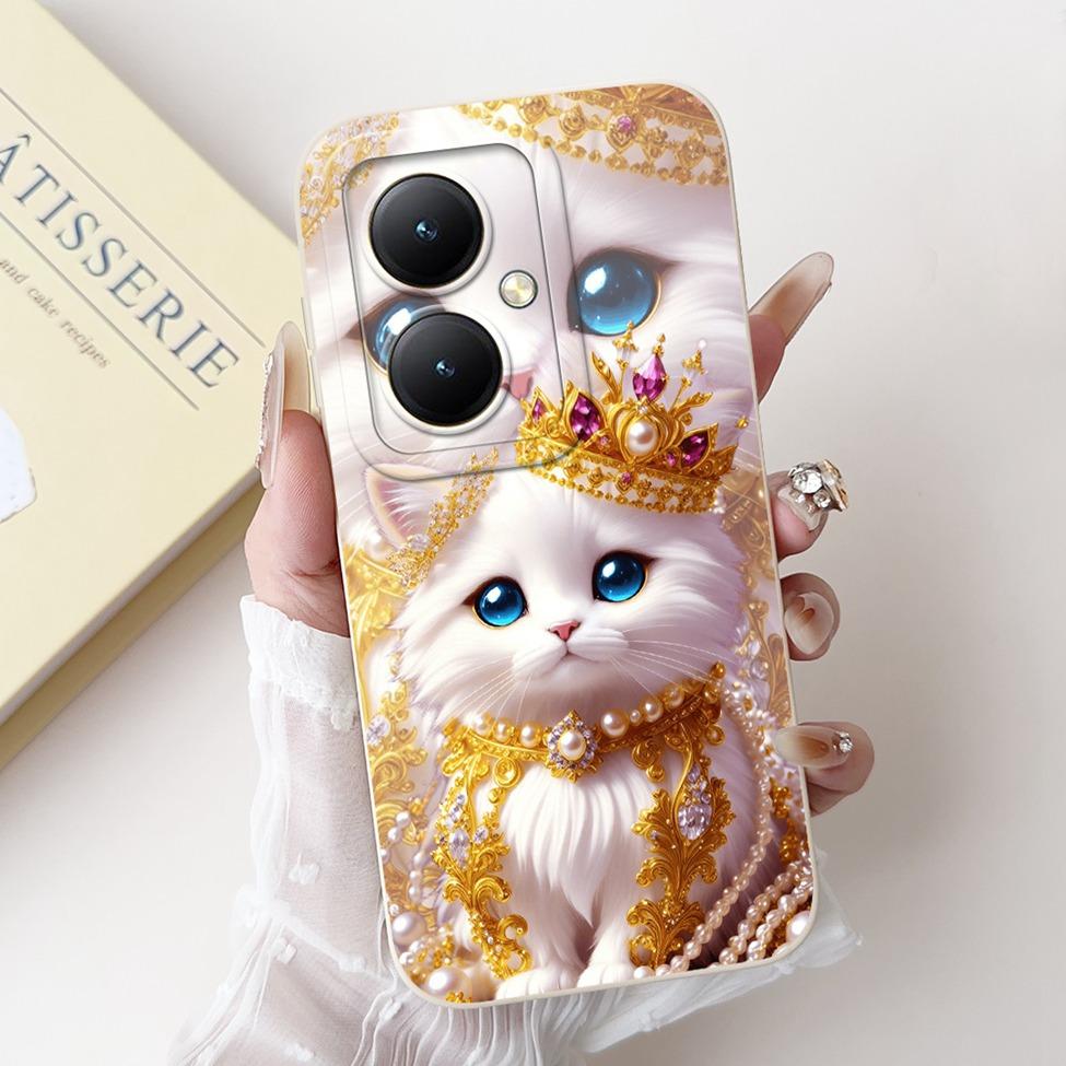 For Xiaomi Poco M6 5G Case Cover Silicone Luxury Fashion Flowers Kawaii Cute Cat Shockproof Phone Case 23128PC33I