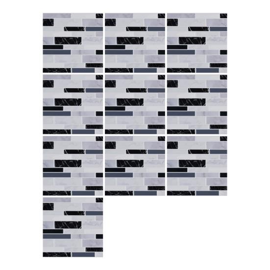 10 Sheets Marble Wall Tile Sticker Waterproof PVC Self-adhesive Decorative Decal Home Bathroom Kitchen Backsplash Peel-And-Stick Wall Sticker