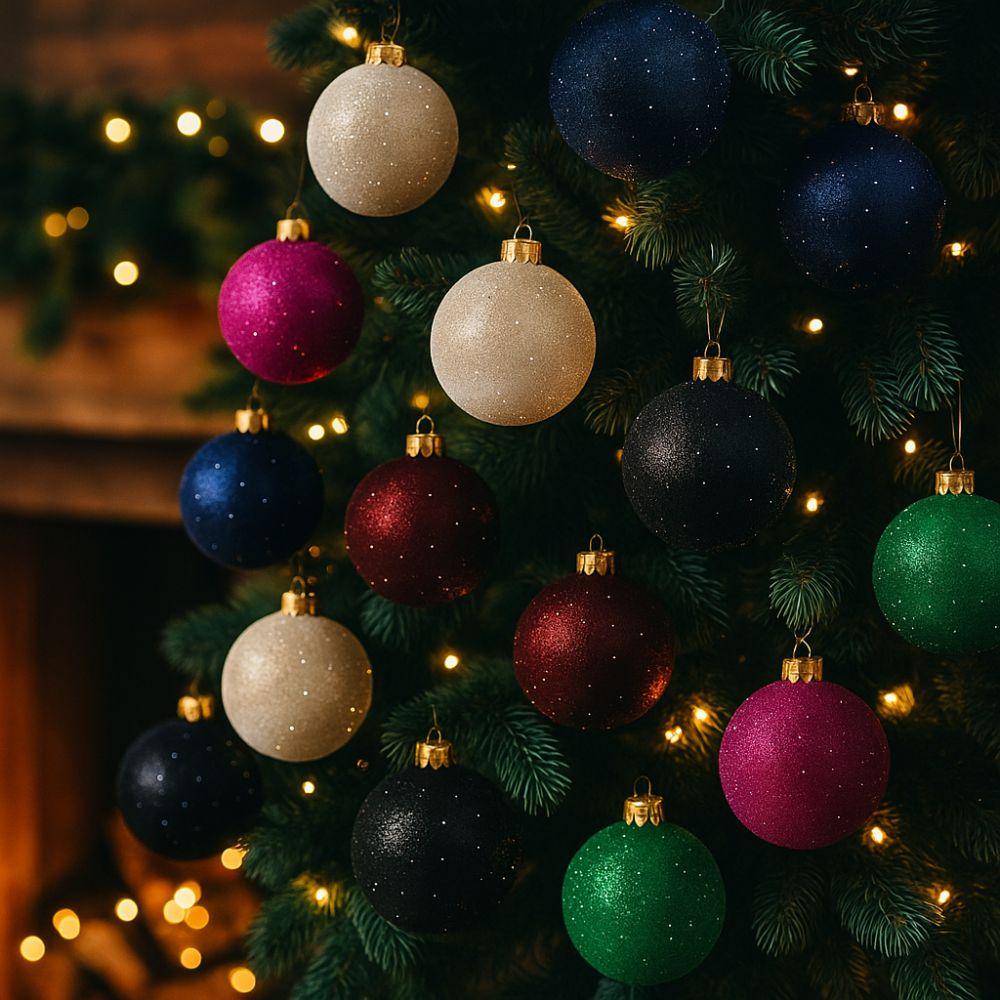 9pcs/set Flocking Velvet Christmas Balls Glitter Xmas Tree Pendant Christmas Spheres  Party Favors