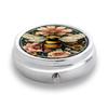 Pastillero Portátil con 3 Compartimentos, Mini Estuche Organizador de Medicamentos de Metal, Lindo Contenedor de Pastillas Estampado para Vitaminas, Pastillas, Joyería, Viajes, Uso Diario