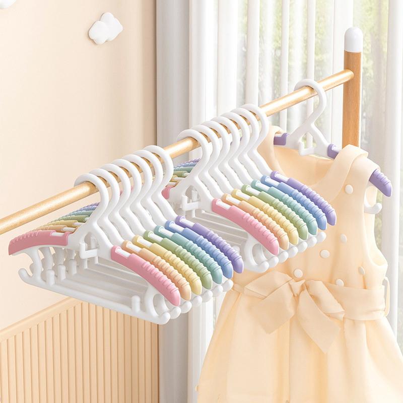 10Pcs Child Wide Shoulder Thickened Non-Slip Clothes Hanger Household Clothes Rack Clothes Drying Rack Plastic Clothes Hanger