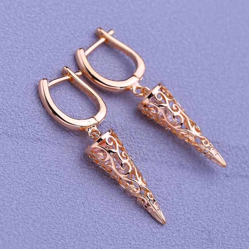 Orecchini a clip MINTHA Gioielli alla moda di tendenza Zirconia cubica Orecchini pendenti lunghi vuoti Per donne Orecchini color oro rosa