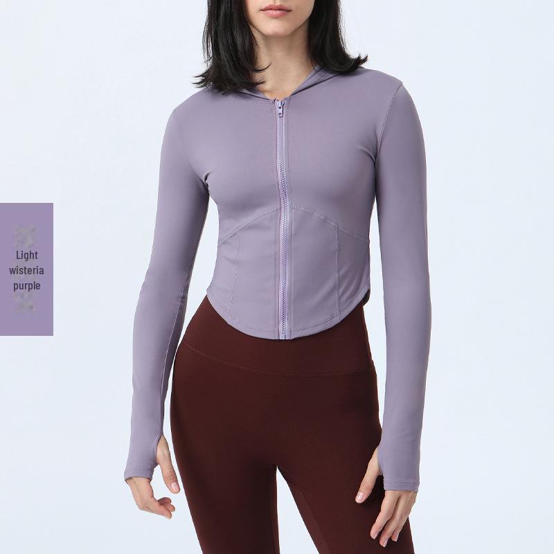 Женская куртка для йоги с длинными рукавами на молнии и капюшоном - осенне-зимний фитнес-топ Extra Large 2289₽