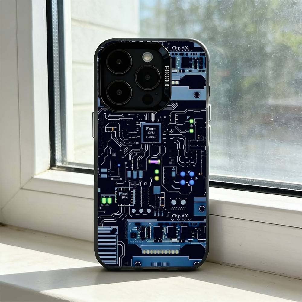 Inside Circuit B-Board Phone Case For iPhone 17,16,15,14,13,12,11 Plus,Pro Max,XS,Colorful Silver Black Cover