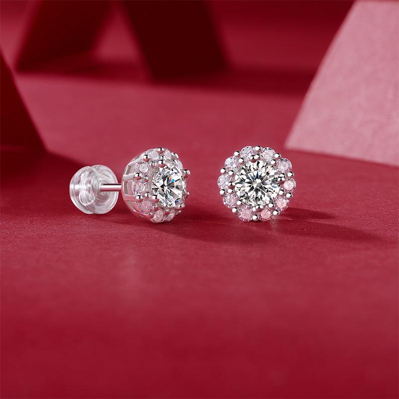 S925 Silver Moissanite Stud Earrings New Arrival Livestream Cross-Border Bestseller Drop-Shipped Geometric Light Luxury Style