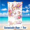 Easter Bunny Theme Beach Towel Personalized Custom Name & Text Soft Quick Dry Beach Towel for Swimming Travel