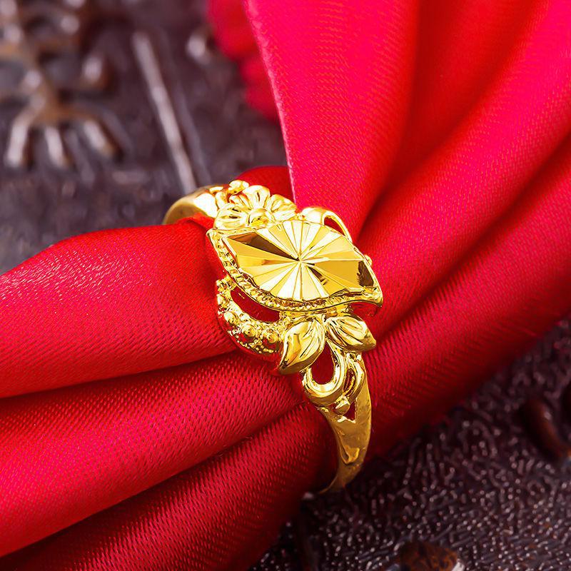 

Вьетнамское золотое кольцо для женщин: Не выцветает, подходит ко всем стилям, регулируемое отверстие Car Flower Eleven