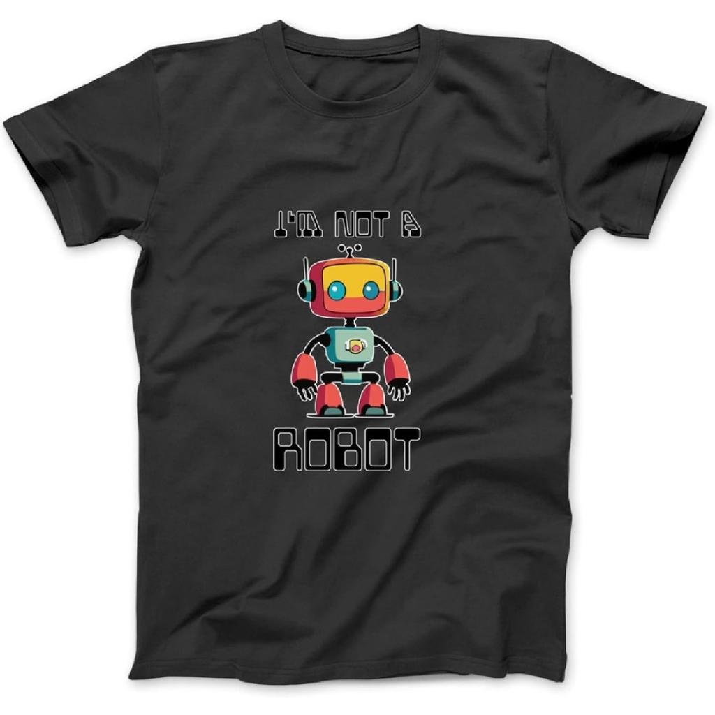 Funny Cute Robot - I'm not a Robot Long Sleeve T-Shirt Sweatshirt Hoodie for Men Women Kids Made in Canada Black