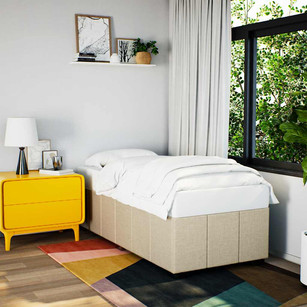 Bed Frame without Mattress Cream 100x200 cm Fabric