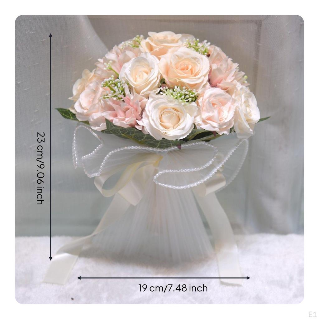 Artificial Bridal Bouquet Korean Style Wedding Photo Prop Event Decor for Brides Milky White