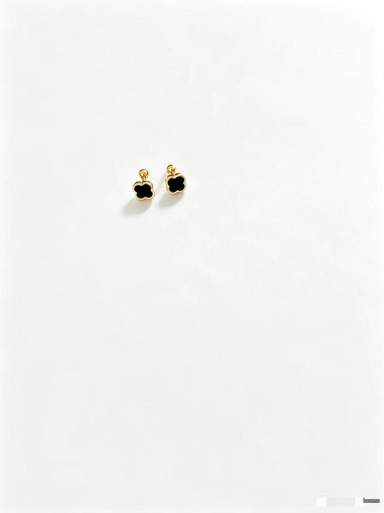 Titanium Steel Four-Leaf Clover Threaded Ear Bone Studs with Drip Oil - Simple & Versatile for Women