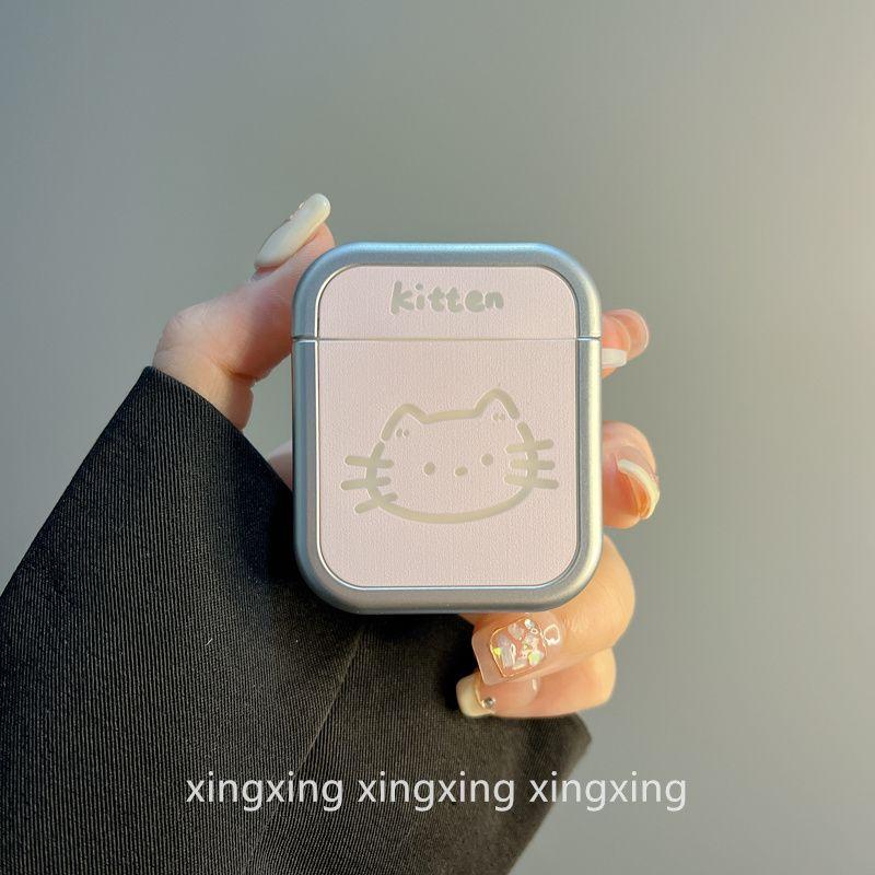 

INS Cute Couple Cartoon Hollow Cat Dog for Airpodspro2 Protective Case Apple 3 Generation 4 Generation Bluetooth Headset Case airpods4 Plating Cut Out Cat [Single Shell]]