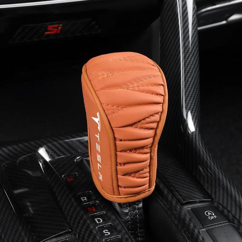 

Car Sticker Tesla Car Gear Shift Hoodie Covers Non-Slip Shift Knob Cover Gear Handle Decoration For Tesla Model 3 Model S Model