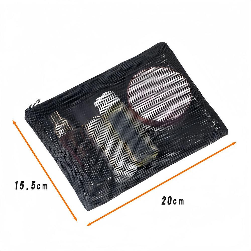 New Double Zipper Mesh Storage Bag Dopamine Color Candy Color Mesh Cosmetic Bag Toiletry Large Capacity Travel Storage Pouch