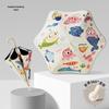Children's Rounded Corner Umbrella: Long Handle, Automatic, Double Layer, Black Glue—Perfect for Sun and Rain.