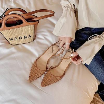 Sieviešu sandales ar smailu purngalu, dīvaina stila, vienas līnijas sprādzes apavi, sieviešu kleita, atpūtas šaura josla, 2025. gada sandales De Mujer