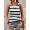 Summer Simple Striped 3D Print Tank Tops Women Fashion Streetwear Oversized O-Neck Vest Off Shoulder Sleeveless Woman Camisole