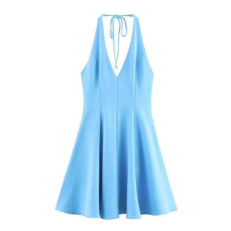 Kaslead New Women clothes Western Style Fashion Simple Wave Wide Swing Dress 4661379