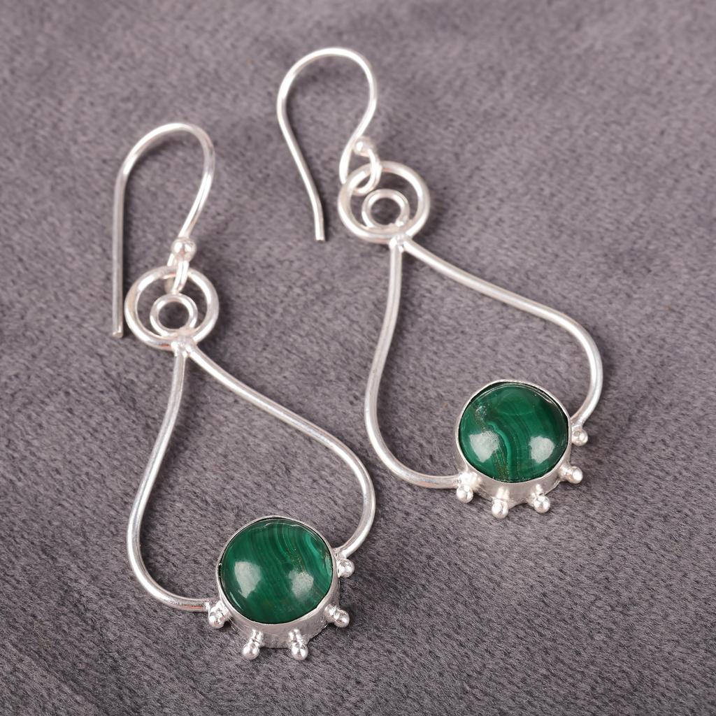 Malachite Earrings, 925 Sterling Silver Earrings Jewelry. Gift For Women Handmade Earrings Gemstone Jewelry