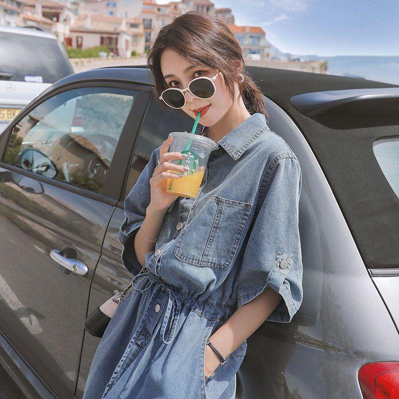 

Elegant Waist-Cinching Denim Dress for Women - Slim-Fit Long Skirt for Spring, Summer, and Autumn 2026 L