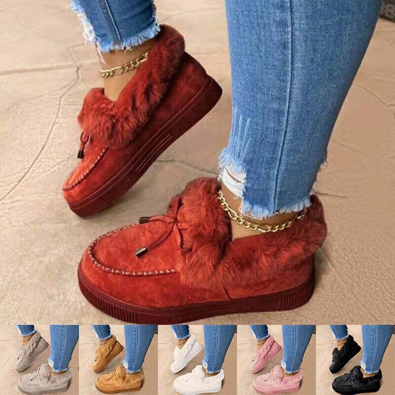 Winter Thick Soled Warm Plush Snow Shoes Women's Round Head Slipper