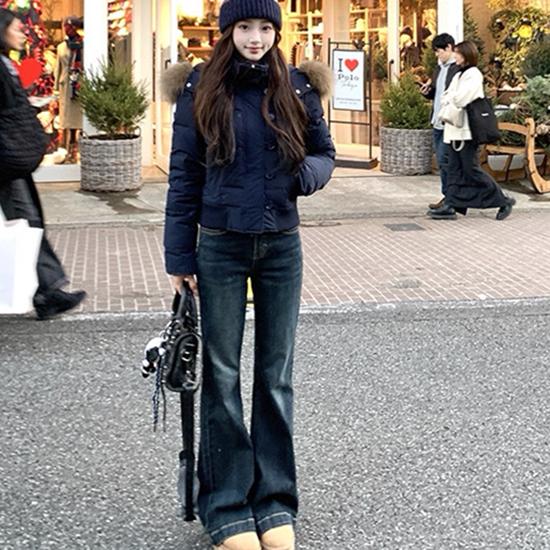 Hooded Fur Collar Cotton Jacket Women's Winter American Retro Thick Warm and Cold Resistant Short Bread Jacket