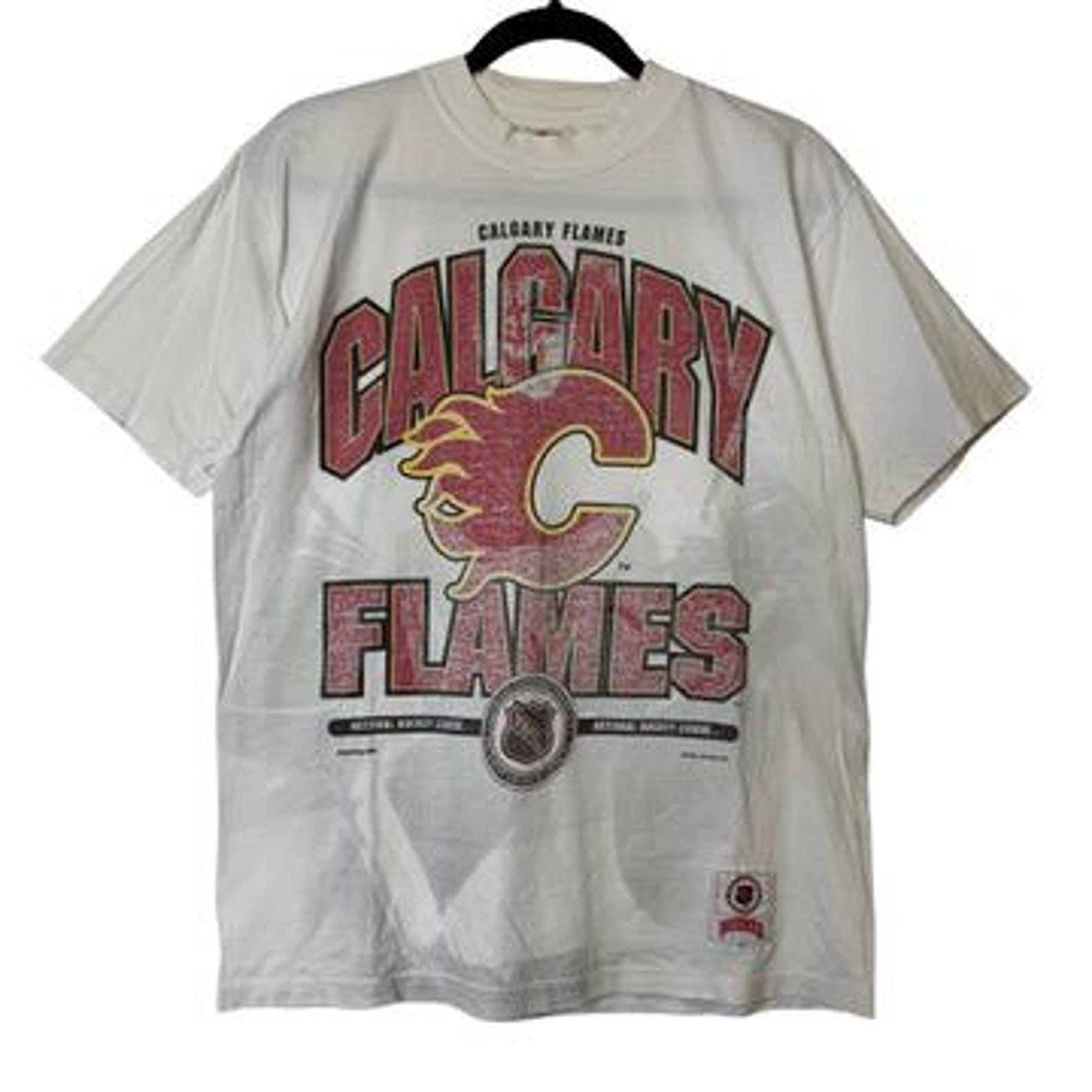 90 s Calgary Flames NHL Hockey T shirt Sz M (B2574) XL