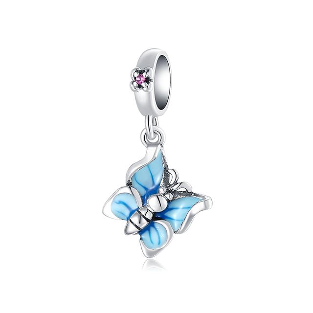 925 Sterling Silver Microphone Shape Flamingo Pink CZ Beads Fit Original Designer Charms Bracelet Bangles DIY Jewelry Making