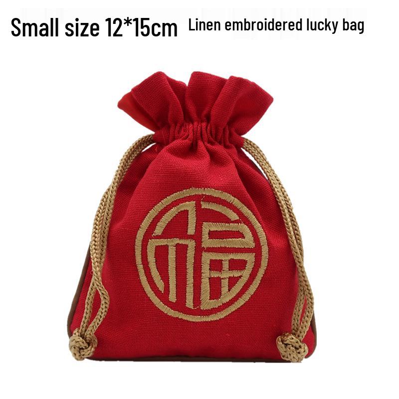 "Extra Large Embroidered Linen Drawstring Bag for Storage and Gifting"