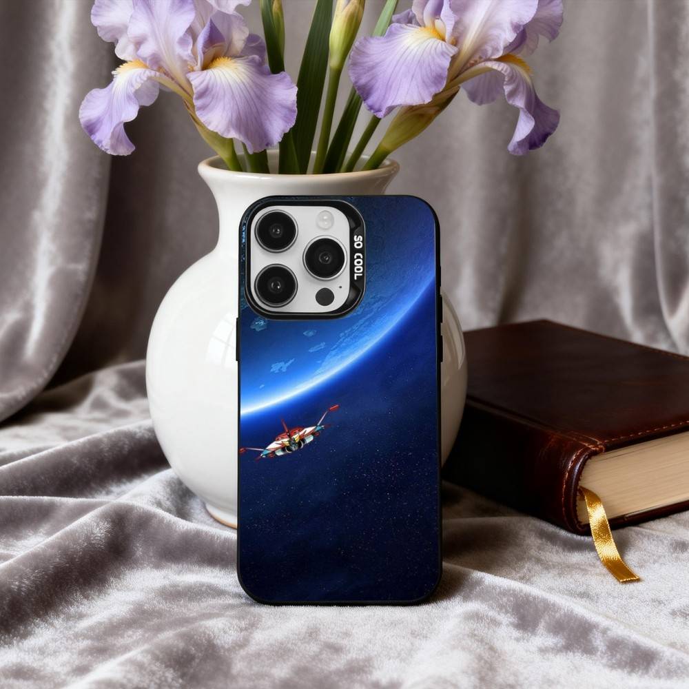 Animation UFO R-Robot-T G-Goldorak-K Phone Case For iPhone17,16,15,14,13,12,11 Plus,Pro Max Black Candy silver phone case