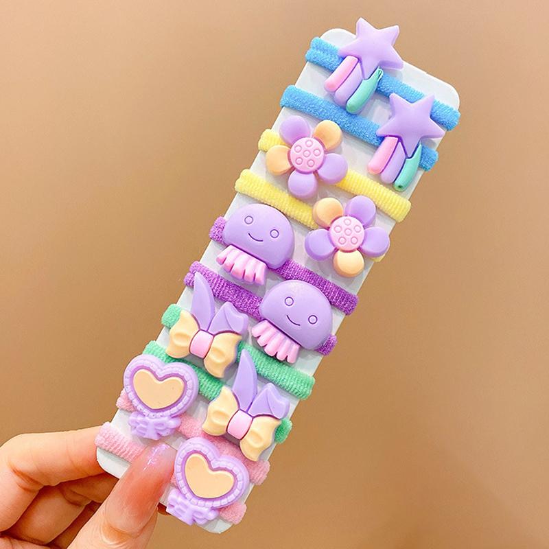 10Pcs Girls Cute Cartoon Rubber Bands High Elastic Hair Bands Children Headwear Hair Accessories Kids Headband Ornaments