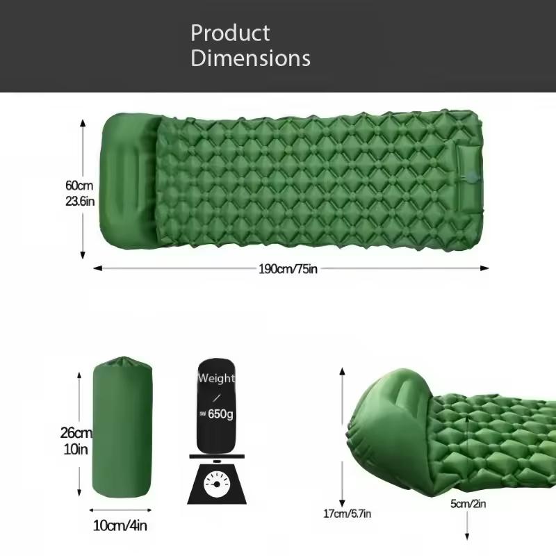 Ultra Light TPU Foldable Inflatable Portable Hiking Camping Park Air Bed Mattress Waterproof Self Inflating Sleeping Pad