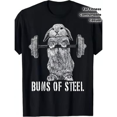 Europäische Größen Herren Lustiges Stahlhasen-Kaninchen-Gewichtheben Grafik-T-Shirt - Fitnessstudio-Humor Workout-T-Shirt