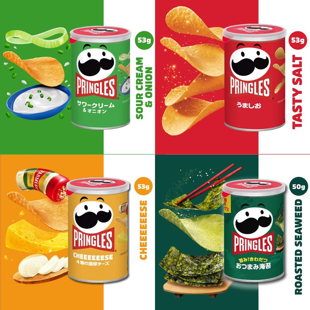 Pringles Pringles S Can 4 Flavor Assortment Set Sour Cream Black Contents May Change Depending On the Season Kellogg's (Umashio, Onion, CHEEEEEEESE,