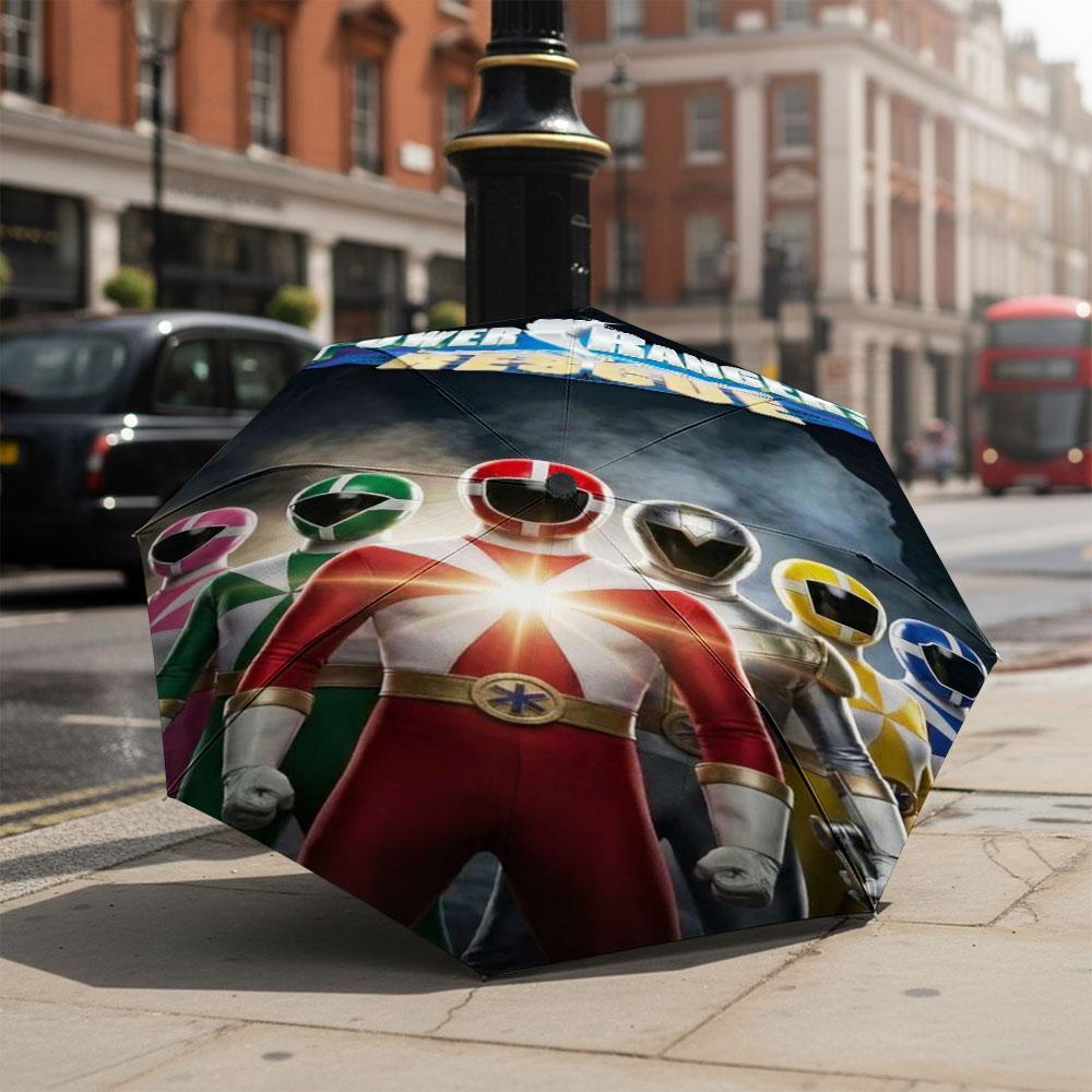 Power Rangers Umbrella Windproof Automatic Folding Umbrella Cartoon Superhero Rain Umbrella for Kids Boys Gift