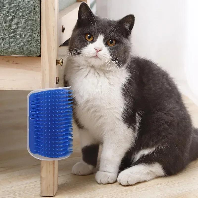 Katzen Eckbürste Kamm, Katzenmassage Fellpflege, Katzen bogenförmiges Kunststoff Selbst reinigendes Kratzbrett Produkt