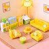 Yousheng Miniature Dollhouse Furniture Mini Resin Bed Sofa Cabinet Table Accessories Lemon Style Tiny Pretend Play Props for Fairy Garden Doll House