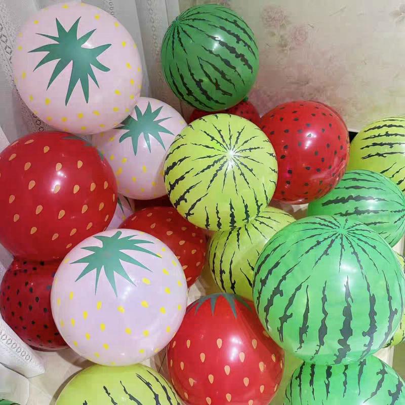 

12-дюймовые Утолщенные Латексные Мультяшные Фруктовые Шары - Дизайн Клубники и Арбуза для Вечеринок и Мероприятий
