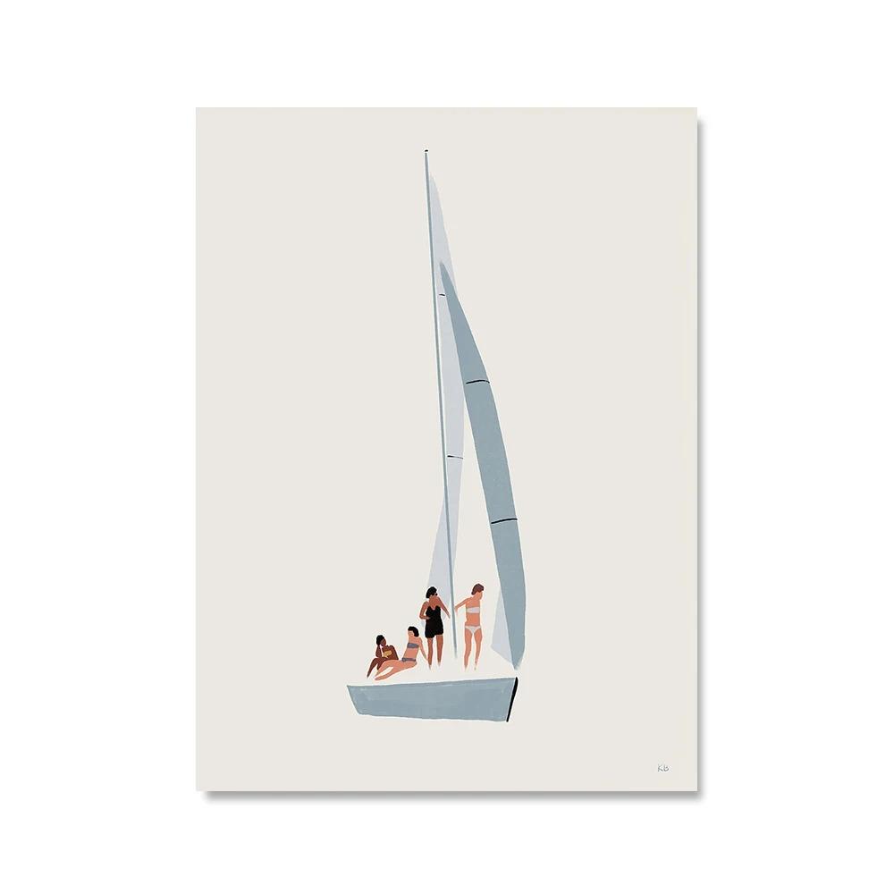 1Pcs Living Room Decorative Pictures for Living Room Sailing Boat Interior Paintings Wall Art Canvas Painting Simple Home Decor No Frame