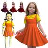 Kinder Koreanisches Spiel Cosplay Kostüm Drama Calamari Juego Del Calarmar 123 Roboterpuppe Kleid Mädchen Geburtstagsparty Halloween Outfit