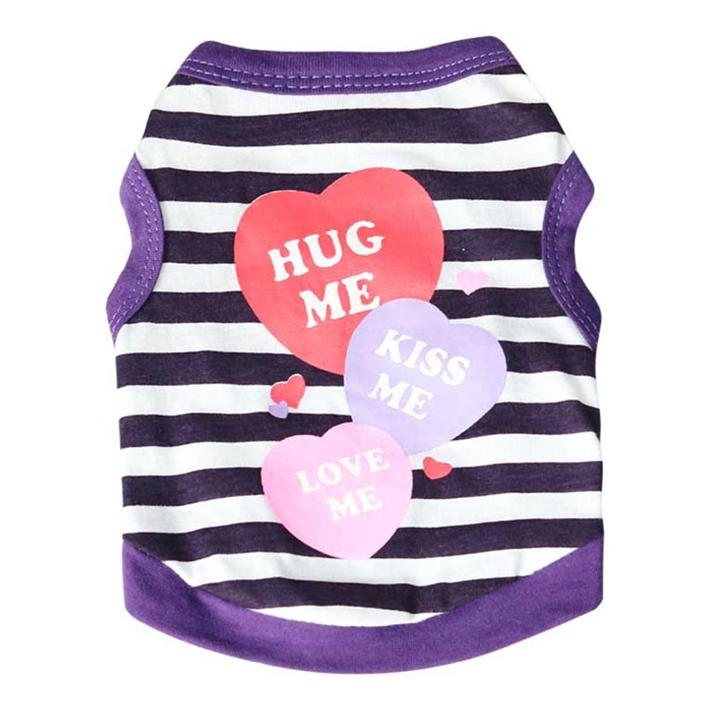 Cute Striped Love Heart Print Eco-Friendly Simple Soft Cotton Dog Vest for Small Dogs & Cats Summer Casual Pet Apparel