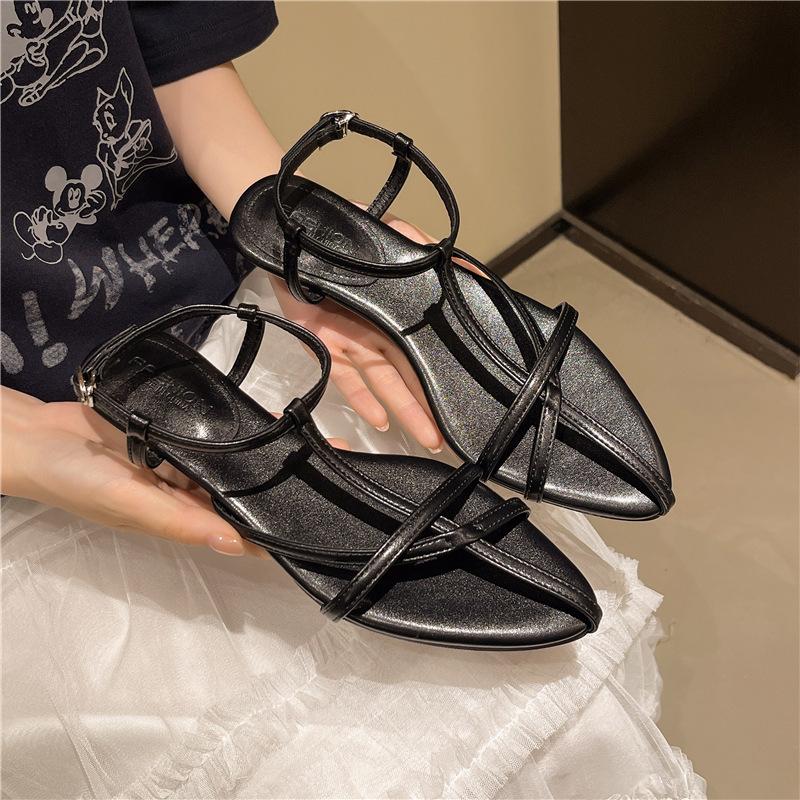 Wedge Heel High Heel Strap Fashion Sandals Fairy Shoes 2025 New Summer French with Skirt Thin Strap Roman Shoes