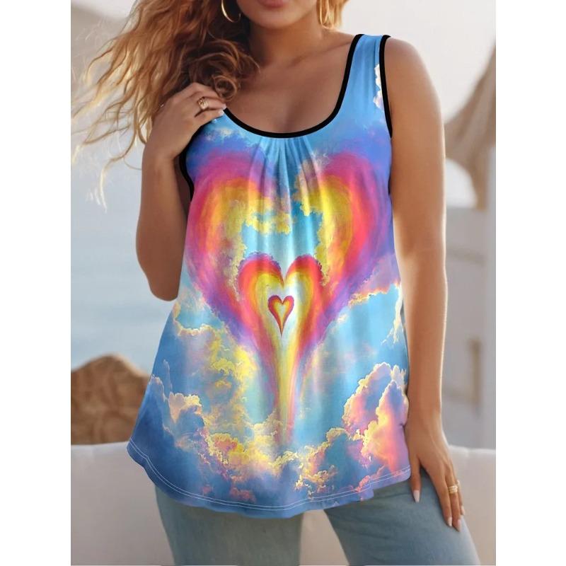 Women's 3D printed O-Neck vest casual sports sleeveless T-shirt