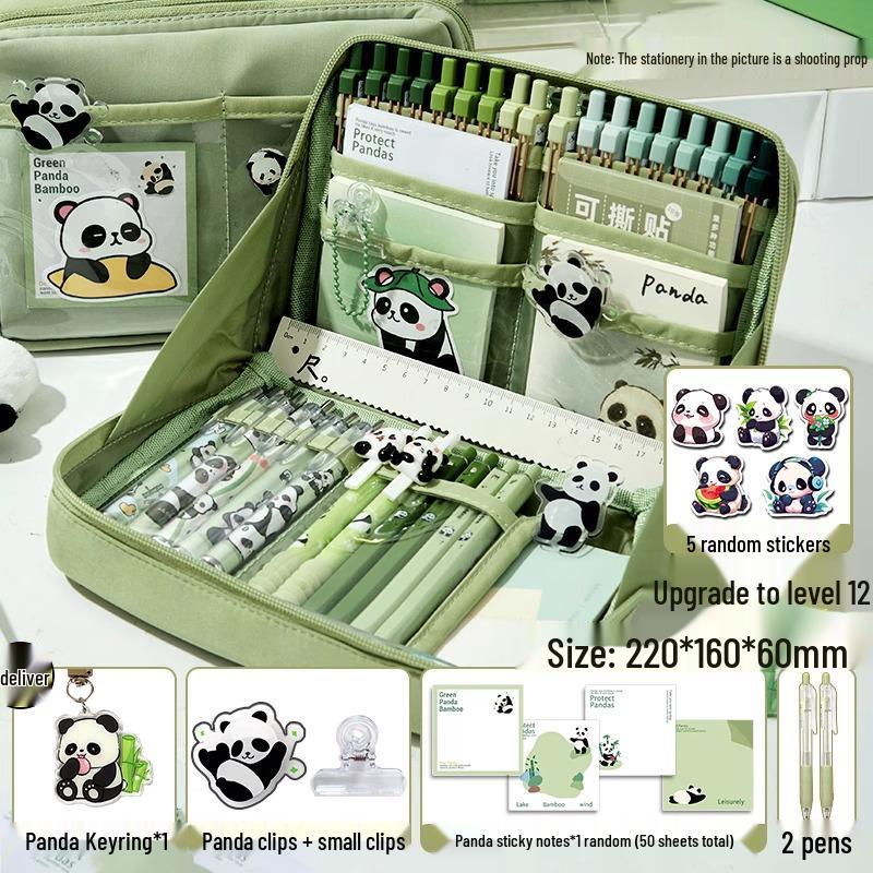 Panda 12-Fächer-Federmäppchen: Super große Schreibtischbox für Jungen & Mädchen - Süß für die Mittelschule